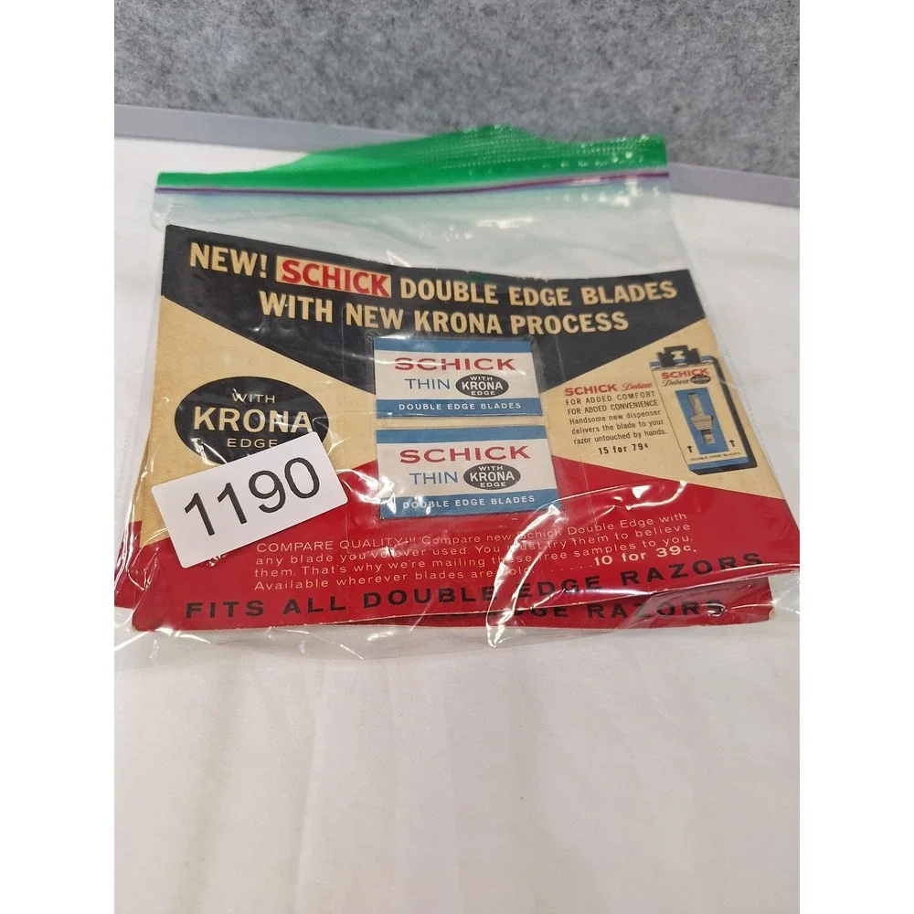 Vintage Schick Krona Edge Double Edge Razor Blades Promotional Sample Mailer
